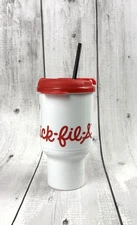 Chick fil A Red Logo Insulated Plastic Travel Cup Mug 20oz Whirley USA Straw0227