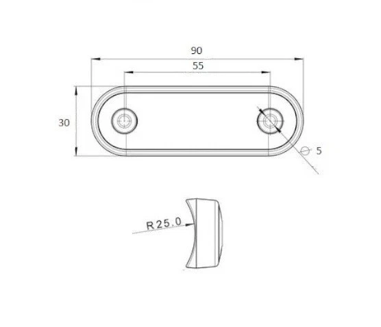 10 Feux de Gabarit Latéraux 12-24V LED Orange Fumé Base Incurvée Camion Remorque - Photo 3/4