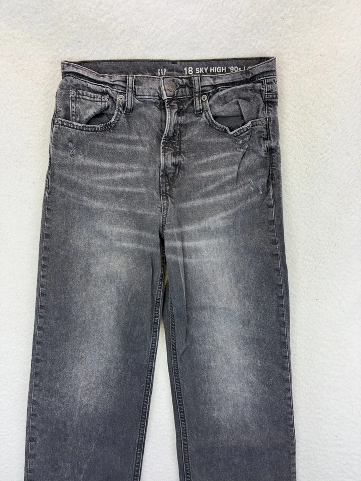 Pantalones de mezclilla GAP para adolescentes niñas talla 18 negros Sky High años 90 calce suelto algodón lavado Foto 2 de 4