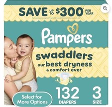 Pampers Swaddlers Diapers, Size 3, 132 Count