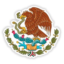 Mexican Sticker - Mexico Flag Coat of Arms Eagle - Vibrant 4" x 4" 1 Pack 