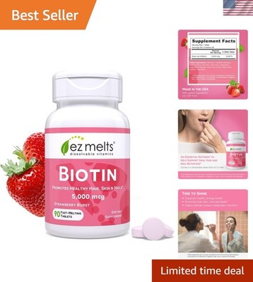 Dissolvable Sugar-Free Biotin 5,000 mcg for Hair, Skin & Nail Health - 90 Count