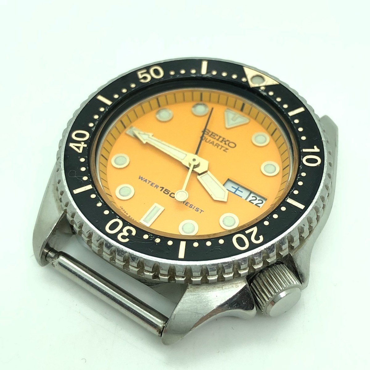 w2265] SEIKO 6458-600A DIVER 150m Quartz New battery Orange dial