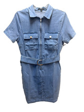 Haute Monde Lightweight Stretchy Front Zip Denim Dress size M & L