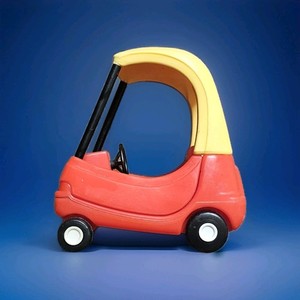 LITTLE TIKES Dollhouse COZY COUPE Miniature Vintage Red Yellow Mini Doll Car 6”