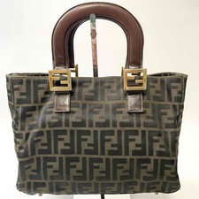 FENDI Zucca Canvas Khaki Tote Bag large capacity USED from Japan