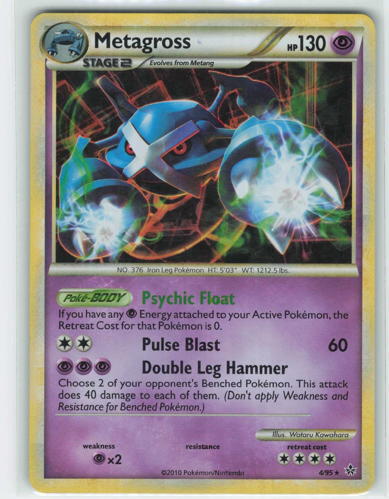 2010 Pokemon, Unleashed, #4/95 Metagross, Holo Rare LP
