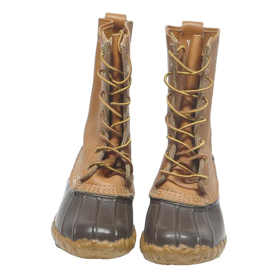 LL BEAN Duck Lace-Up Womens Boots Brown & Black Leather UK 6 Waterproof ...