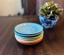 Set of 7 Fiesta Rainbow Colored 5 Saucers And 2 Dessert Plates 6  