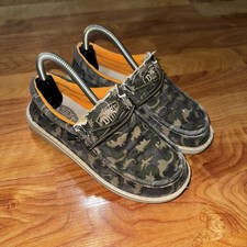 Hey Dude Wally Camodino Slip On Sneakers Youth Sz Y2-L3 Camouflage Green Orange