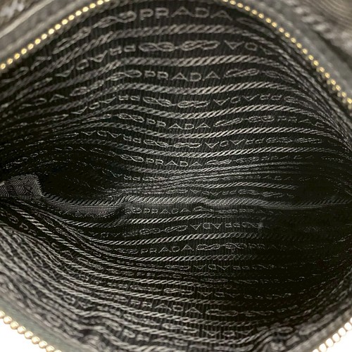 PRADA Logo Metall Handtasche Leder schwarz A4-10 - Bild 10 von 10