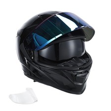 Adult Full Face Motorcycle Helmet Dual Visor DOT Approved Matte Black Large