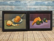 Lot Of 2 Fruit Painting 9x7”  Framed Still Life One Frame Chipped