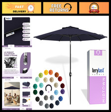 9 Ft Patio Umbrella - Auto-Tilt, No-Fade Terylast Fabric, Aluminum Frame, Navy B