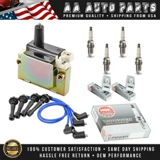 Ignition Coil + Wire Set + 4 NGK Spark Plug for Acura Integra Honda CR-V UF89