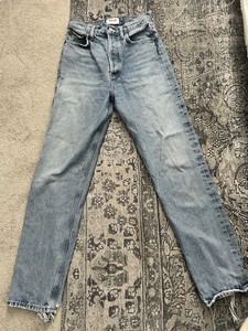AGOLDE Women’s 90s Light Wash Blue Straight Leg High Rise Distressed Jeans 24
