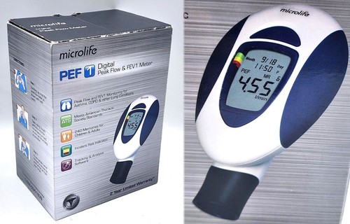 Microlife PEF Digital FEV1 Misuratore di flusso di picco respiratorio PF101 asma BPCO D3 - Foto 1 di 1