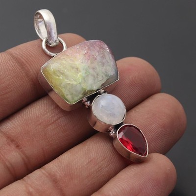 Solar Scheibe Edelstein 925 Sterling Silber Handarbeit Anhänger Schmuck Geschenk für die Liebe