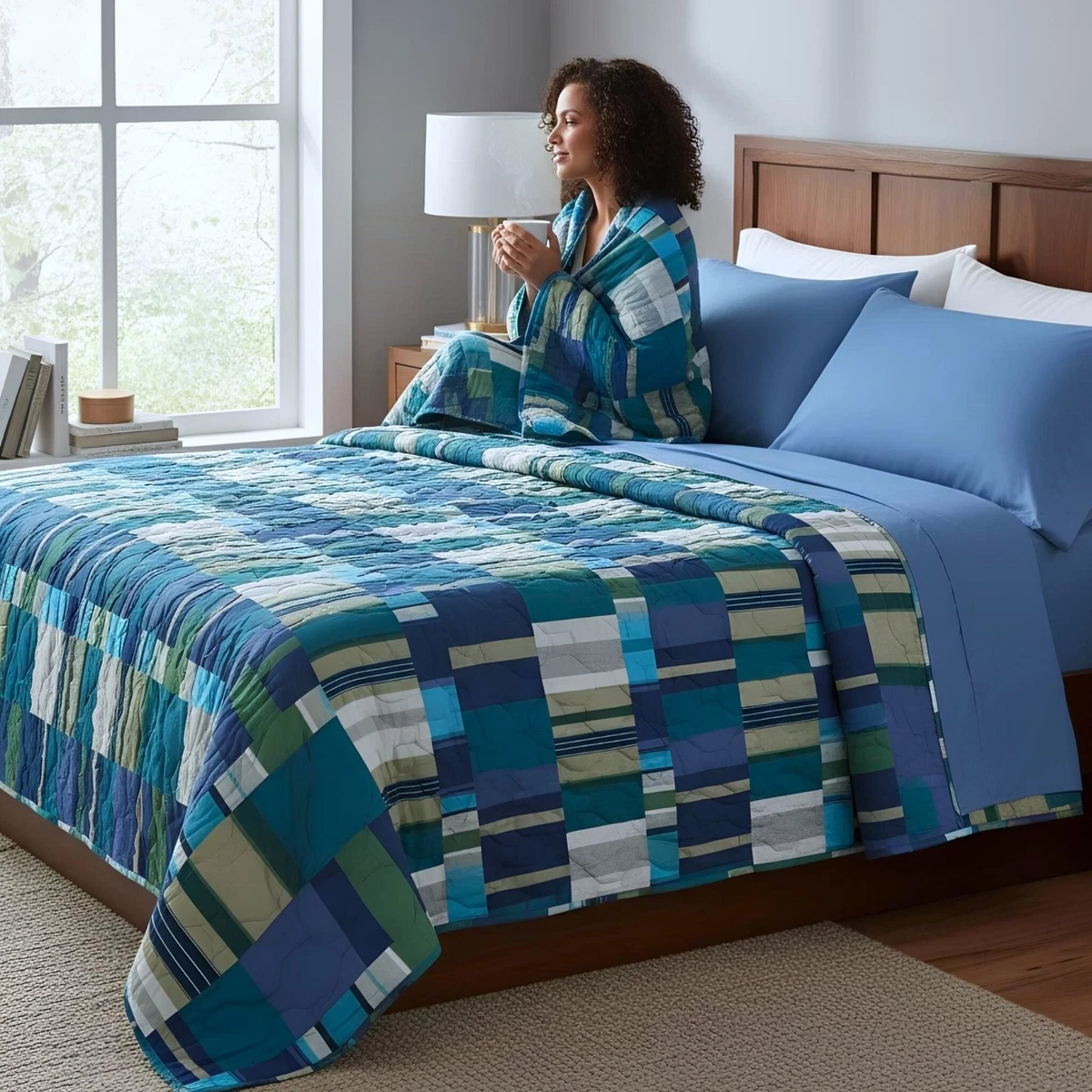 BASSETTI Trapunta Matrimoniale IMPERIA – 100% Cotone – 260x260 Cm – Colore Blu B1 - 4