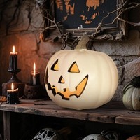 Halloween Deko KüRbis Kerze LED Weiß 20Cm FüR Outdoor Garten Herbstdeko