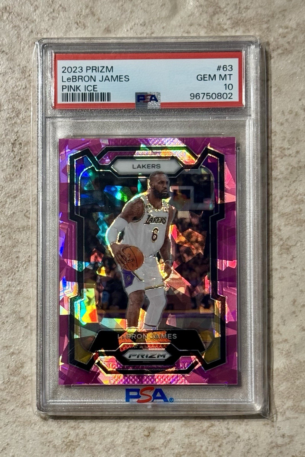 2023 Panini Prizm Lebron James #63 Pink Ice PSA 10 Gem Mint