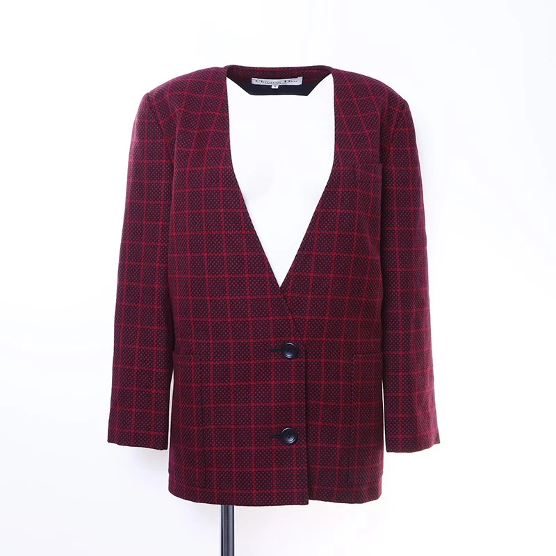 Christian Dior giacca a quadri lana rosso WS6424