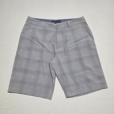 ONeill Men Hybrid Walk/Sports Shorts Size 32 Brown Plaid Glen Check Flat Front