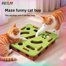 Cat Puzzle Maze Toy   Felt Box with Bell Ball for Interactive Kitten Play