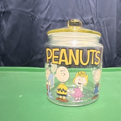 Silver Buffalo Peanuts Charlie Brown Glass Cookie Jar 64 oz w/ Lift-Off Lid