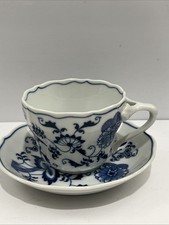 Blue Danube China Set Cup And Saucer w/ Ribbon / Banner Logo
