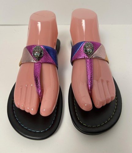 Kurt Geiger Shoes Womens Size 38.5 Metallic Sandals Flip Flops London - Picture 2 of 8