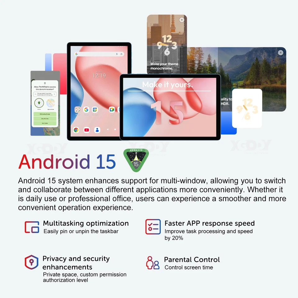 2025 Tablets Android 15 16GB 256GB 11 inch Tablet Octa Core 5G WiFi 8000mAh GMS - Image 3 of 4