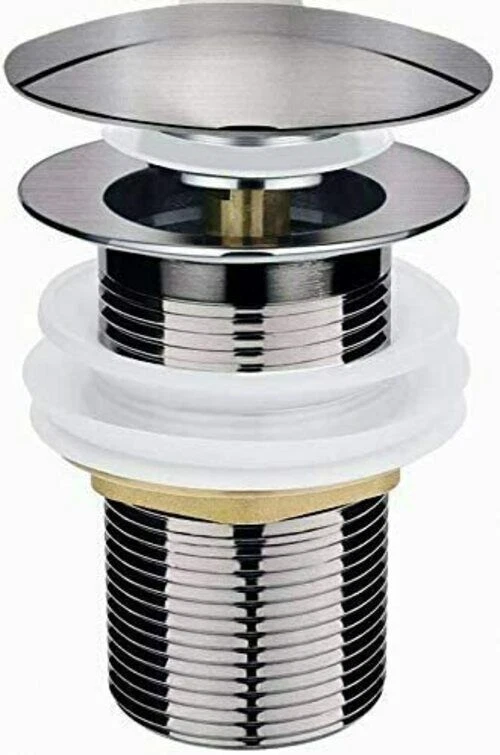 Ablaufgarnitur Ablaufventil Pop Up Ventil Waschbecken Waschtisch Silber Überlauf - Bild 3 von 4