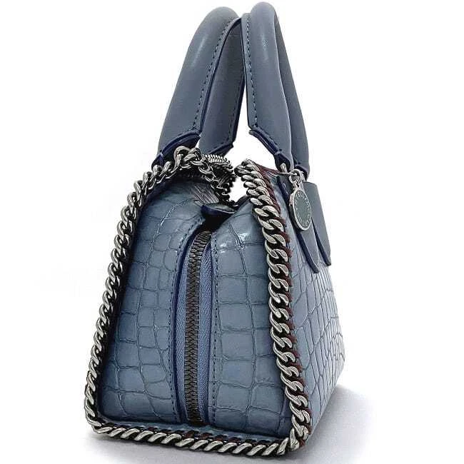 Bolso Stella McCartney 2 vías azul plata W9957 cadena cocodrilo hombro cuero metal Foto 3 de 4