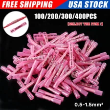 400/100PCS Heat Shrink Butt Wire Splice Connectors Crimp Terminals Kit 22-16 AWG