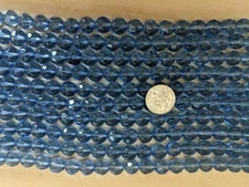 5 strands of Faceted 10mm blue Glass  beads (12" per strand) (G-1)