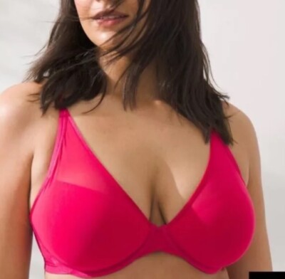 Soma 36D Lightest Lift Mesh Plunge Bra ~ Pink