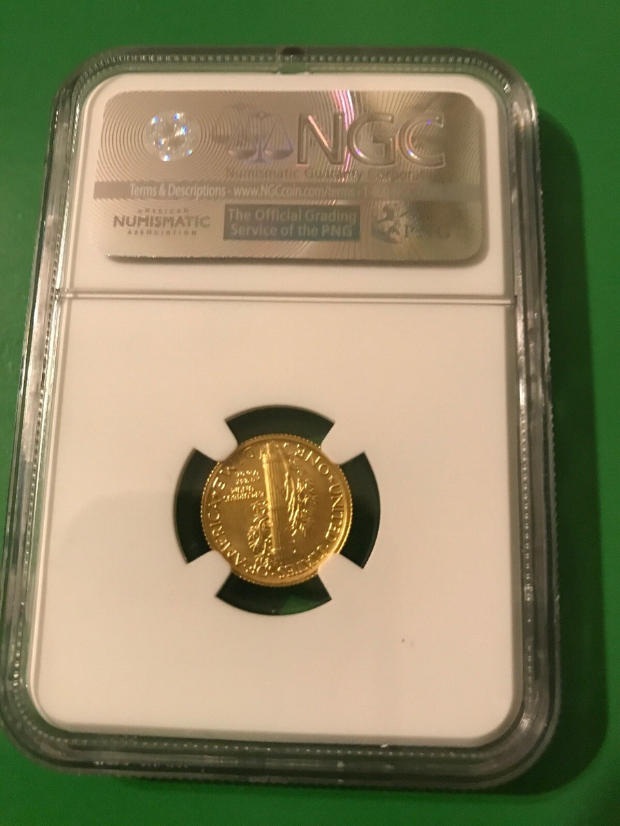 2016 W 10C 24k GOLD 1/10 oz MERCURY DIME NGC SP70 EARLY