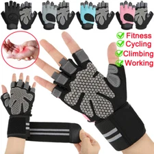 Anti-slip Fitness Half Finger Gloves Training Workout Weight Lifting Wrist Strap