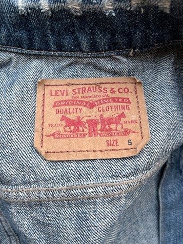 Chaleco de mezclilla sin mangas Levi's azul algodón talla pequeña - Imagen 3 de 4