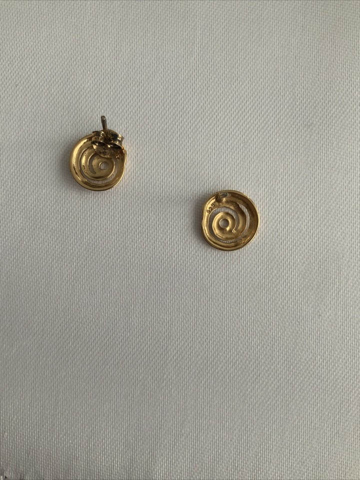 Gold PIERCED DISK EARRINGS/studs Modern Stamped 925 eBay