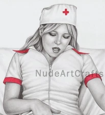 Nurse ORIGINAL Art Hand Drawing #258, Figurative Art 8x11.8inches