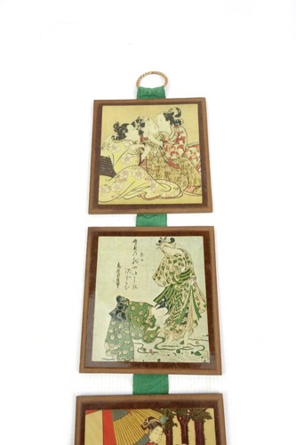 Vintage Mid Century Rare Japanese Woodblock Print Wall Hanging - Picture 2 of 8