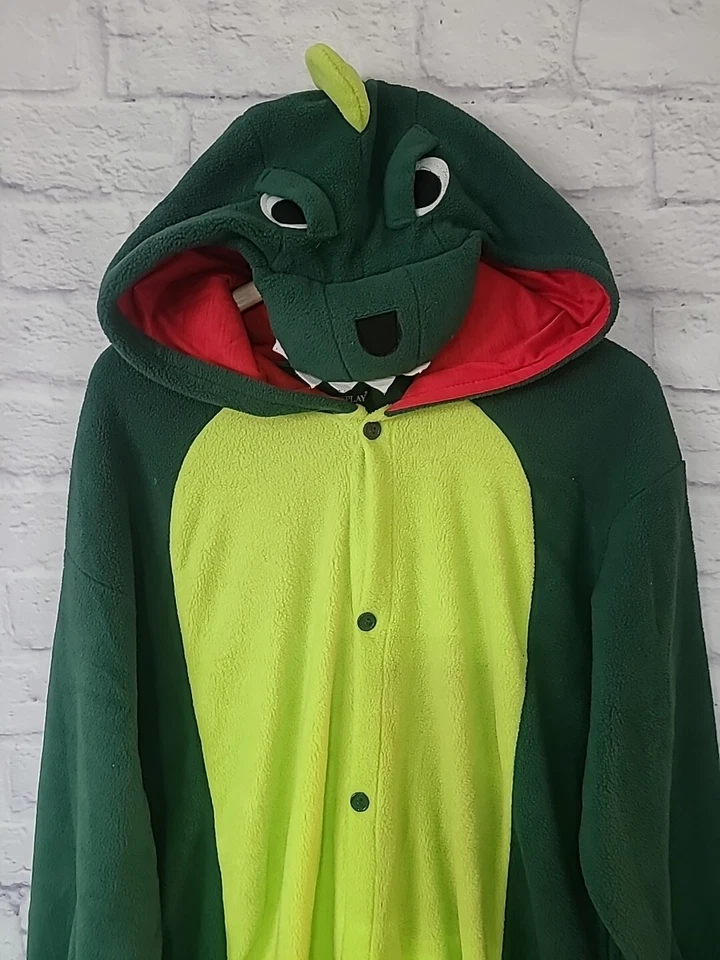 Newcosplay Capucha Cocodrilo Caimán 1 pieza Conjunto Disfraz Mediano Bolsillos Verdes Foto 2 de 4