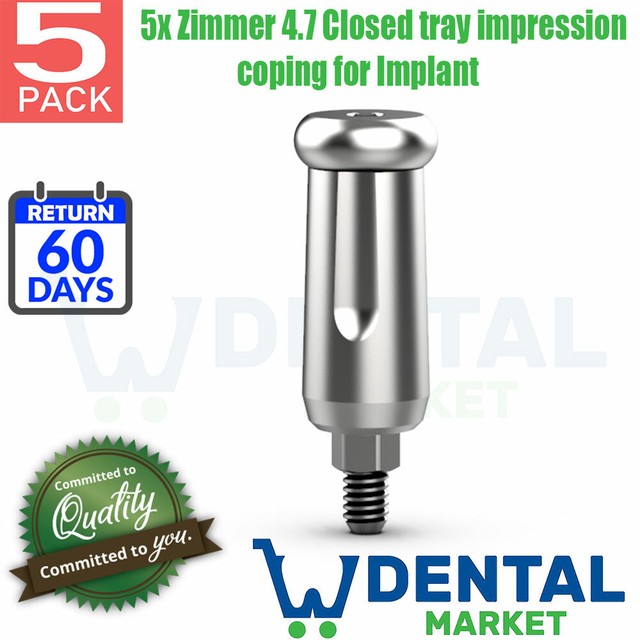 5x Zimmer 4.7 Closed tray impression coping for Implant eBay