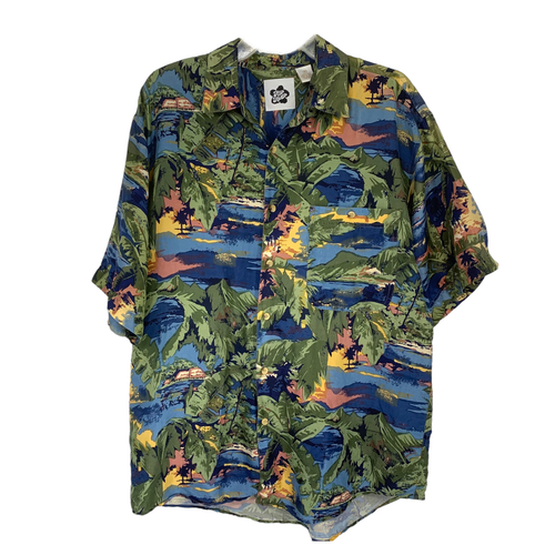 Vintage Hilo Hattie Men's Sz M Hawaiian Shirt Short Sleeve 100% Silk Made in USA - Picture 2 of 6