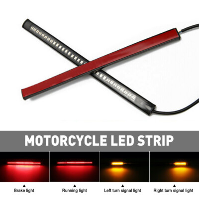 48 LED Motorcycle Flexible Signal Turn Amber Integrated Strip Brake Tail Light K