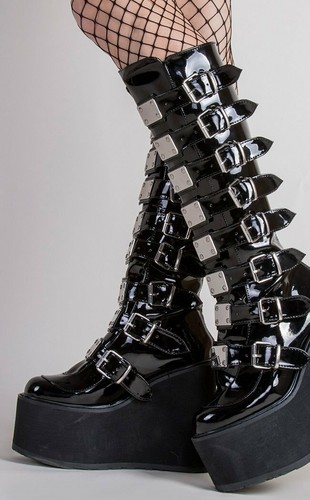 SWING-815 Black Patent Trinity Boots 