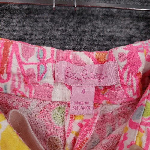 Lilly Pulitzer Shorts Kids Girl 4 Pink Little Liza Sun All Over Pull On Cotton - Picture 4 of 8