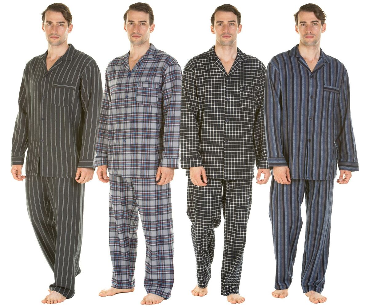 Haigman Brushed Cotton Pyjamas Mens Long Sleeve Tailored Button Pyjama Set
